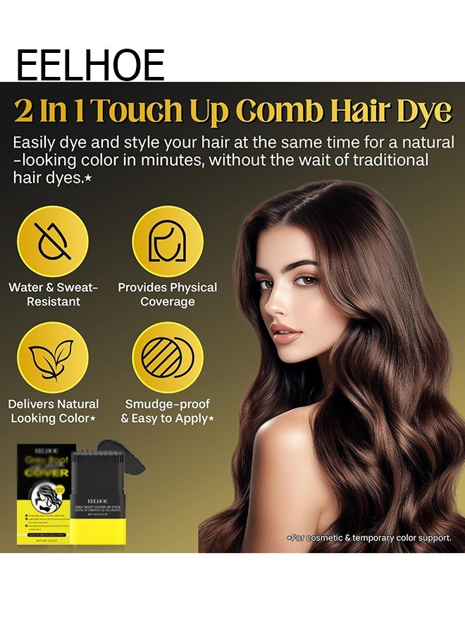EELHOE Hair Color Stick with Built-In Comb - Waterproof and Sweatproof Hair Dye - 2025 New 2-in-1 Hair Color Dye, Gray Hair Cover Up, Hair Dye for Gray Hair Coverage (Black) - Image 4