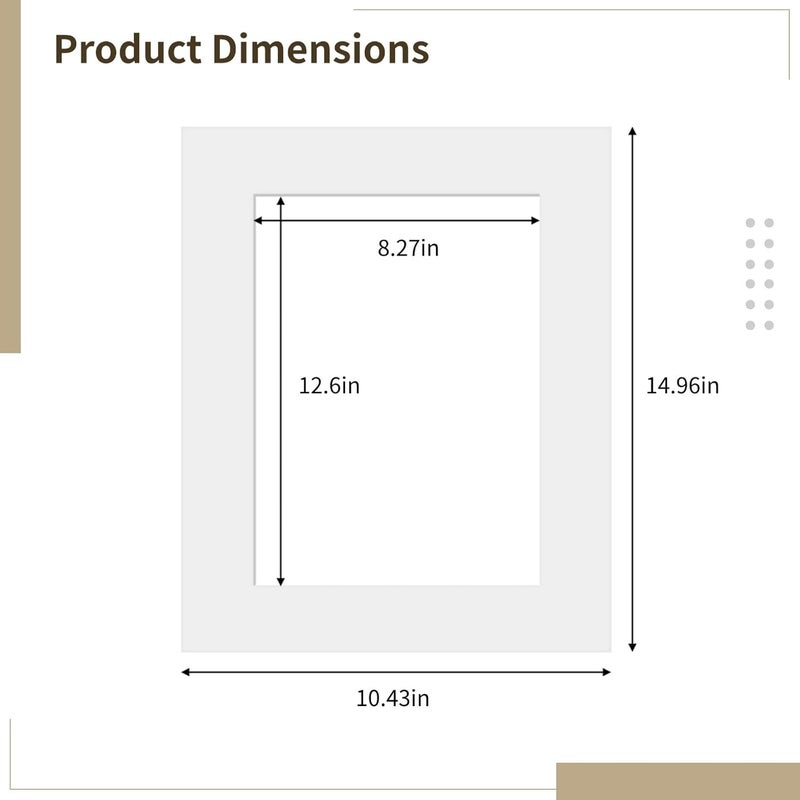 10-Pack White Picture Mat Boards For Framing, 8.27X12.6 Openings With 10.43X14.96 Dimensions, Perfect For Artwork & Photos - Image 3