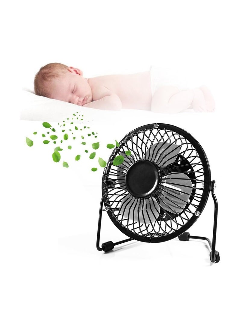 مروحة مكتب AcornSolution USB صغيرة USB قابلة للإمالة لتبريد سطح المكتب مع غلاف معدني وشفرات ألومنيوم (4 بوصات -USB) ضمان لمدة عام - Image 3