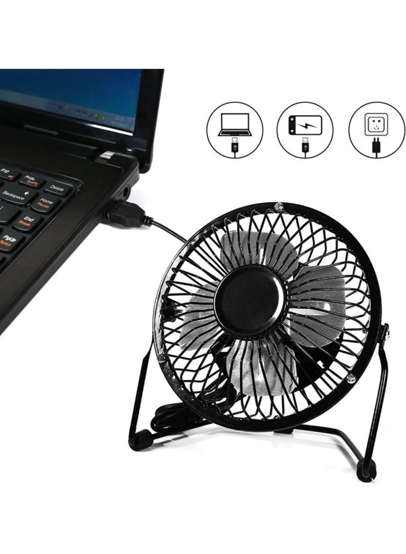 مروحة مكتب AcornSolution USB صغيرة USB قابلة للإمالة لتبريد سطح المكتب مع غلاف معدني وشفرات ألومنيوم (4 بوصات -USB) ضمان لمدة عام - Image 2