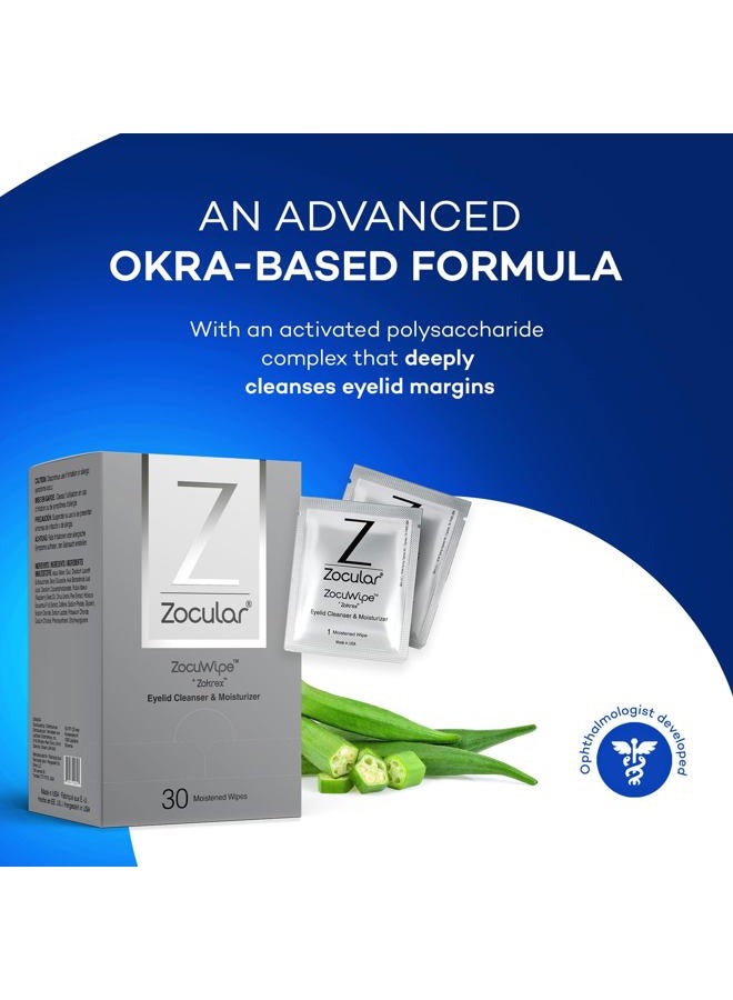 Zocular Zocuwipe Eyelid Wipes with Okra Complex - Eyelid Cleanser and Moisturizer Pads for Irritated Dry Eyes - Blepharitis Treatment Eye Wipes (15 ZocuWipes) - Image 3