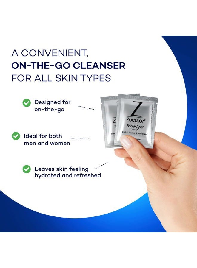 Zocular Zocuwipe Eyelid Wipes with Okra Complex - Eyelid Cleanser and Moisturizer Pads for Irritated Dry Eyes - Blepharitis Treatment Eye Wipes (15 ZocuWipes) - Image 5