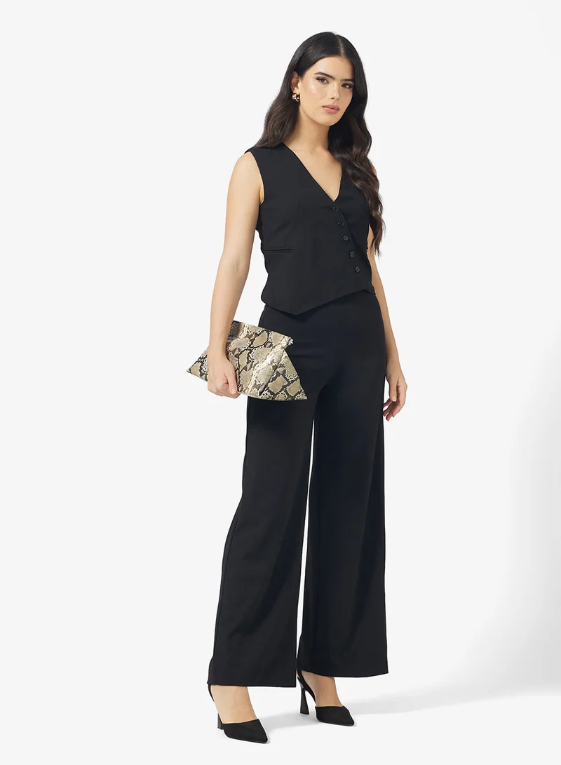 FYOR black High-Waisted Wide-Leg Trousers