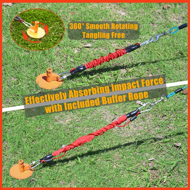 Tyalez Dog Stakes for Outside Heavy Duty Hold up to 350Lbs Large Dogs Tie Out Tether Leash Chain for Yard Screw in Ground Anchors Set 17 inch with Buffer Rope - Image 4