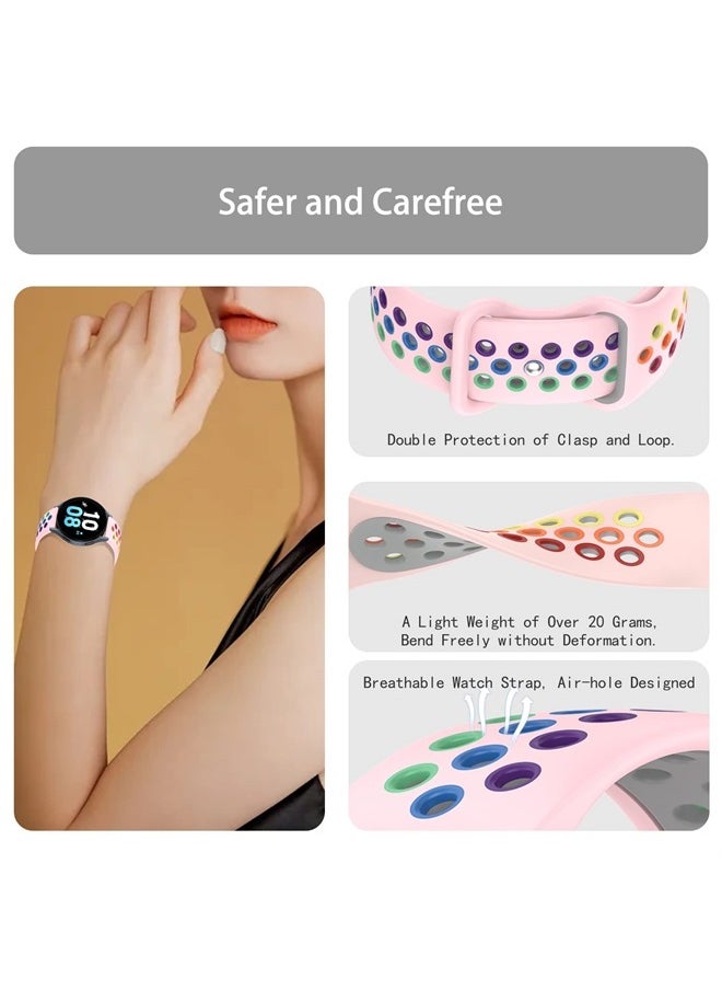 Pailebi - Band Compatible with Amazfit GTS 2 mini/GTS 3 / GTR (42mm) / Bip & Bip Lite/GTS 4 mini Quick Release Sports Strap 20mm Silicone Watch Belt Bands (20MM, Pink/Rainbow) - Image 1