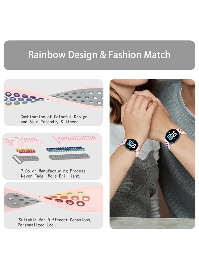 Pailebi - Band Compatible with Amazfit GTS 2 mini/GTS 3 / GTR (42mm) / Bip & Bip Lite/GTS 4 mini Quick Release Sports Strap 20mm Silicone Watch Belt Bands (20MM, Pink/Rainbow) - Image 1