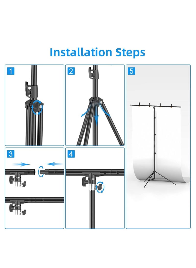 Background for Photography Backdrop Kit with Stand 200 x 200 cm Portable White Screen Backdrop with Stand kit Background with Stand Carrying Bag Clamp for Streaming Video Zoom Green Screen Photo Background for Photography Studio