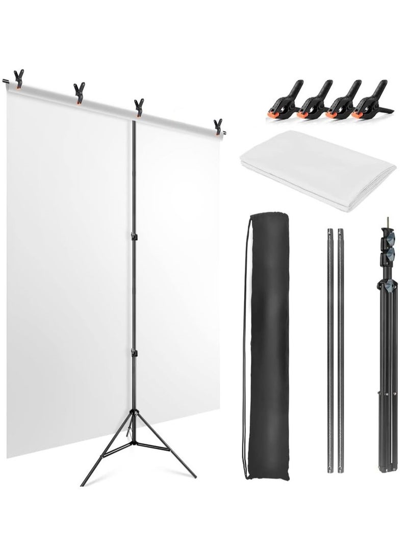 Background for Photography Backdrop Kit with Stand 200 x 200 cm Portable White Screen Backdrop with Stand kit Background with Stand Carrying Bag Clamp for Streaming Video Zoom Green Screen Photo Background for Photography Studio