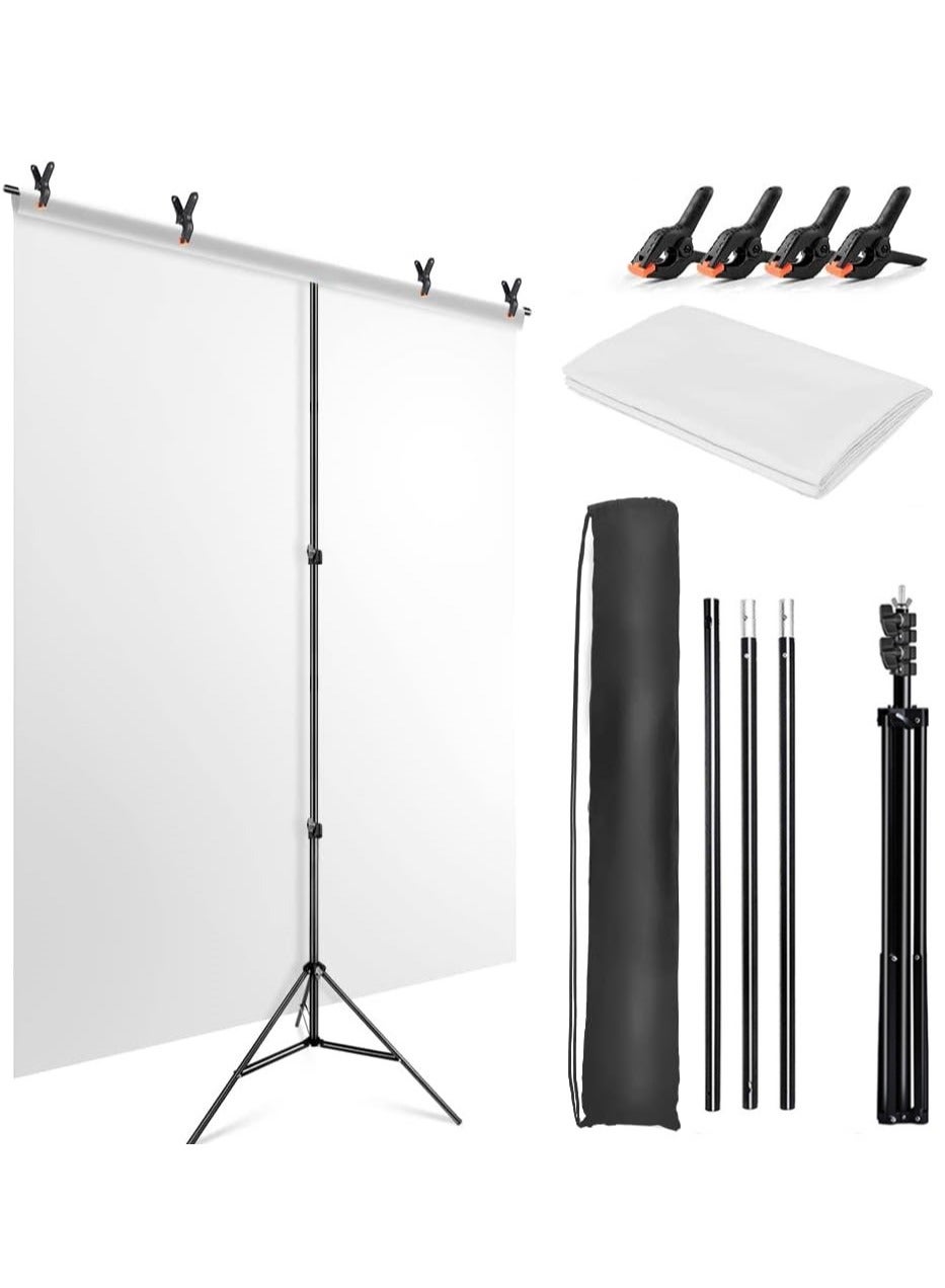 Background for Photography Backdrop Kit with Stand 200 x 200 cm Portable White Screen Backdrop with Stand kit Background with Stand Carrying Bag Clamp for Streaming Video Zoom Screen Photo Background for Photography Studio