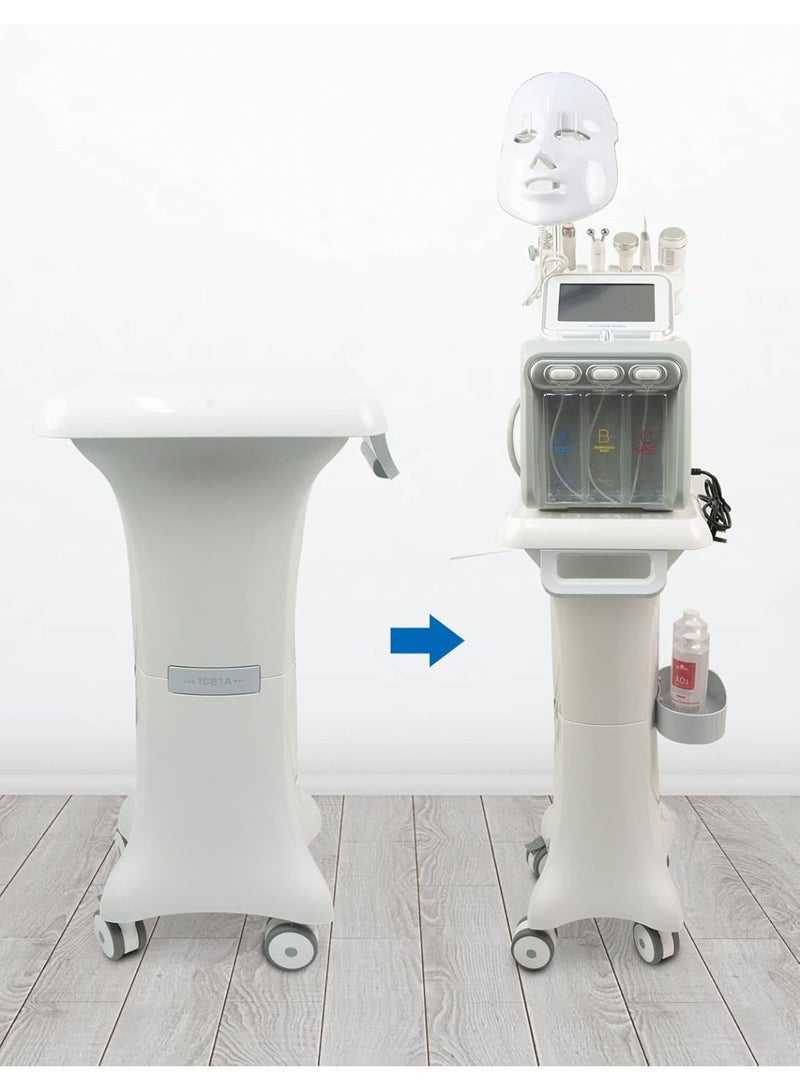 Meishida Hydra Facial Machine Beauty Cart Rolling Trolley Stand w/Handle Wooden Tray Lockable Wheels 360° Free Rotation for Beauty Clinic Salon Spa Equipment  - Image 5