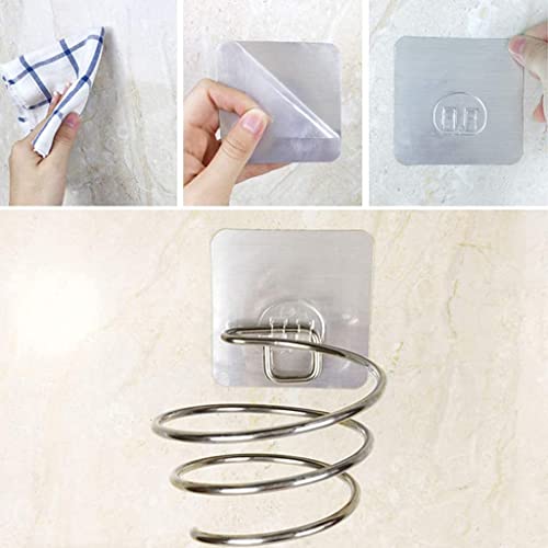 HENIJ 1 Pcs Metal Wall-Mounted Hair Dryer Rack with Hook Hair Dryer Holder Suction for Wall Shelf Rack Stand Bathroom Accessories (Silver) - Image 5