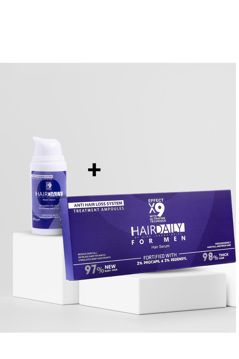 هاير دايلي باندل Hair Daily لعلاج تساقط الشعر وفراغات الذقن  (Hair Daily Ampoules + Beard Growth Serum)