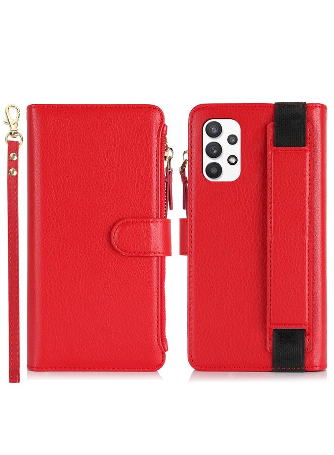 اس-توب جراب لهاتف Samsung Galaxy A52 مزود بسوار معصم وسحاب ومحفظة من الجلد بتقنية RFID - Image 2