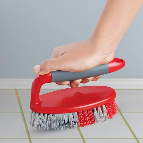 Kleeno Cello Kleeno Tile Scrubber Plastic Brush, Red and Grey - Image 1