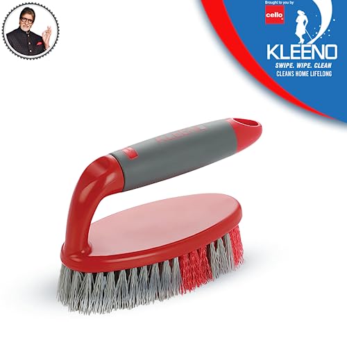 Kleeno Cello Kleeno Tile Scrubber Plastic Brush, Red and Grey - Image 4