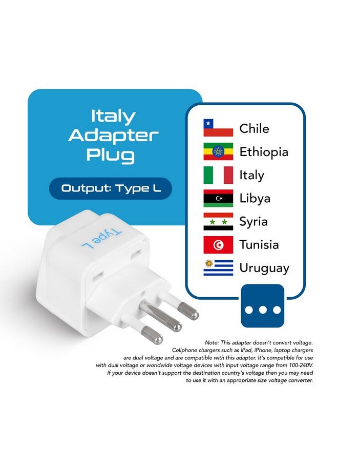 Ceptics Ceptics India to Italy, Libya, Chile & More (Type L) Travel Adapter Plug - CE Certified - RoHS Compliant - 3 Pack (GP-12A-3PK) - Image 2