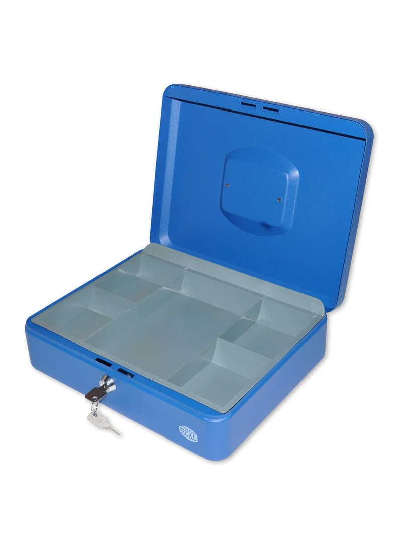 FIS Cash Box with Key, 12 Inch, Matt Finish Blue Color - FSCPTS0019BL - Image 2
