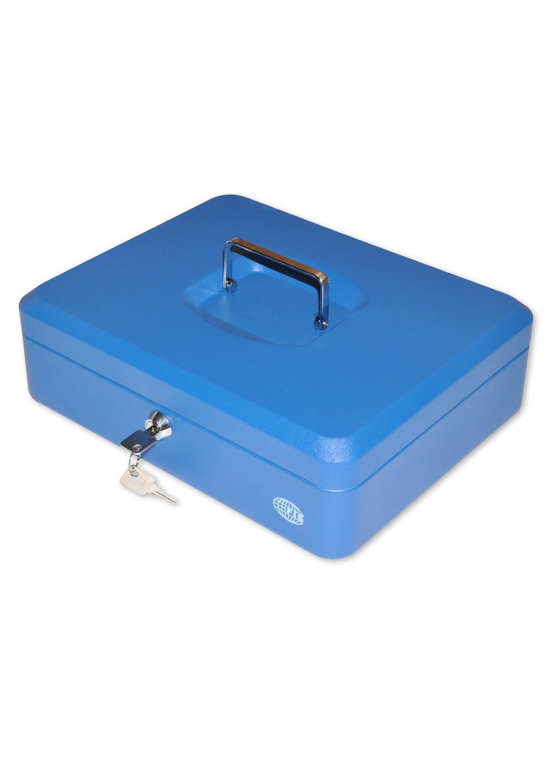 FIS Cash Box with Key, 12 Inch, Matt Finish Blue Color - FSCPTS0019BL - Image 1