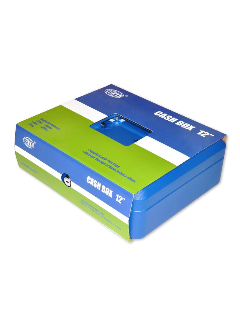 FIS Cash Box with Key, 12 Inch, Matt Finish Blue Color - FSCPTS0019BL - Image 3