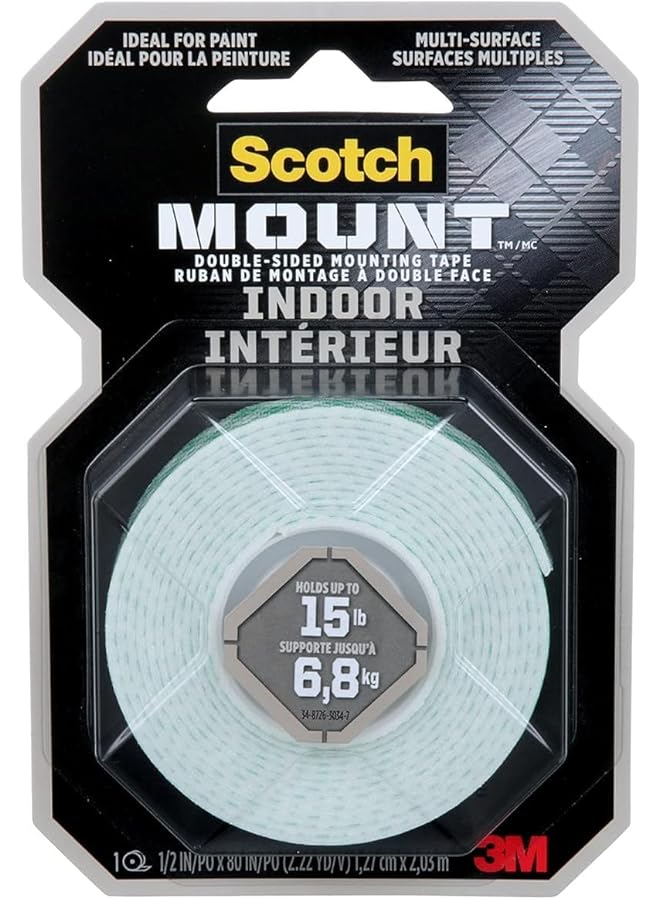 Scotch  Scotch Mount Indoor Heavy Duty Foam Tape 1/2 in x 75 in (12.7mm x 1.9m), 1 Roll/pack | Hold up 6.8 kg whole roll | White color | Multi-Surface | Easy to use | No Tools | Double Sided Adhesive Tape  - Image 1