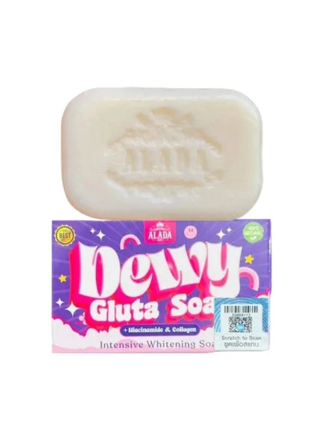 aladasoap Alada Dewy Gluta Soap with Niacinamide, Glutathione & Collagen, Whitening & Hydrating Facial & Body Bar for Brightening Skin Care, 70g - Image 1