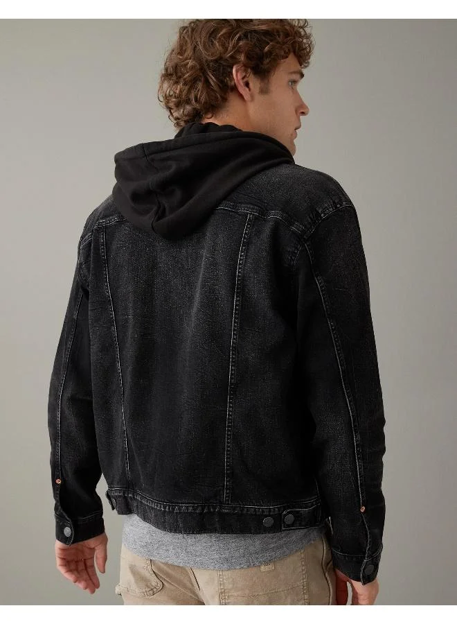 American Eagle AE Hooded Denim Trucker Jacket