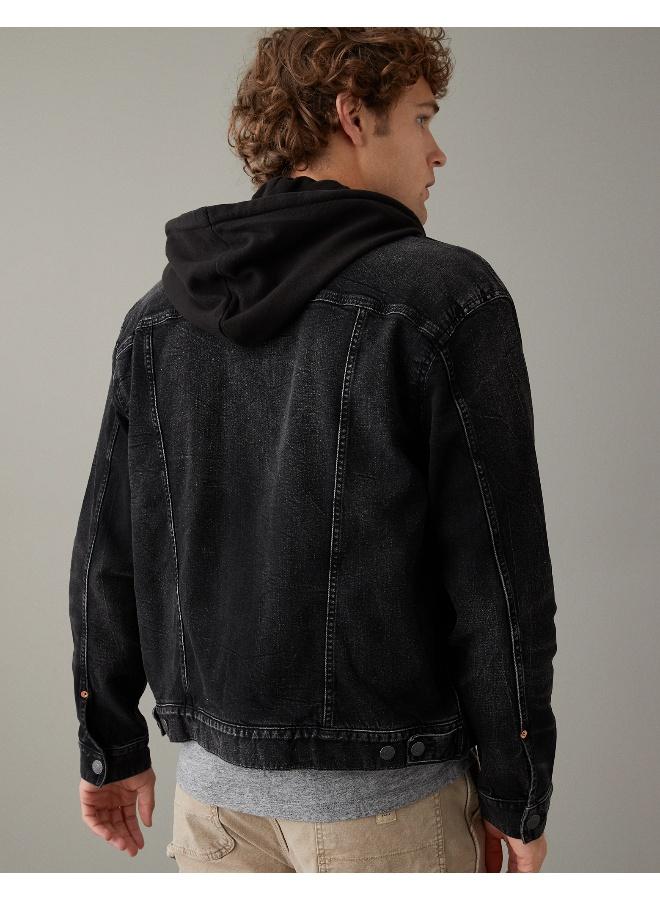 امريكان ايجل AE Hooded Denim Trucker Jacket  - Image 4