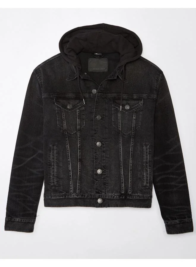 American Eagle AE Hooded Denim Trucker Jacket