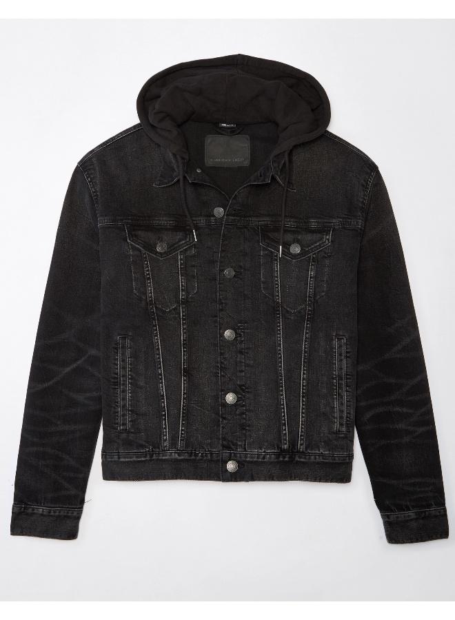 امريكان ايجل AE Hooded Denim Trucker Jacket  - Image 3