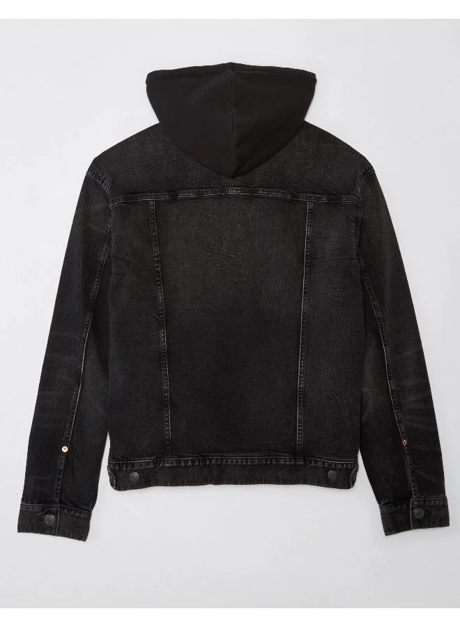امريكان ايجل AE Hooded Denim Trucker Jacket