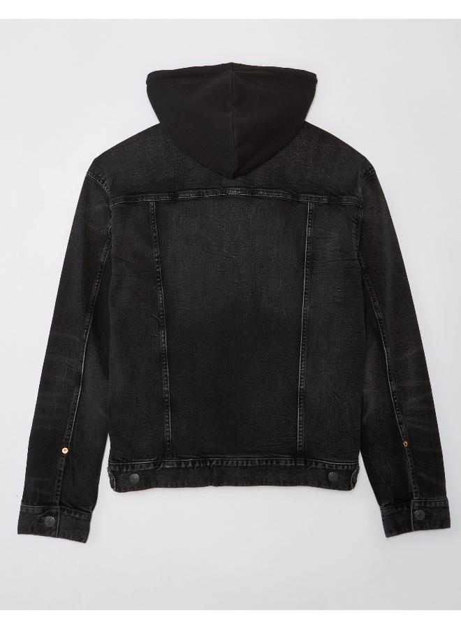 امريكان ايجل AE Hooded Denim Trucker Jacket  - Image 2