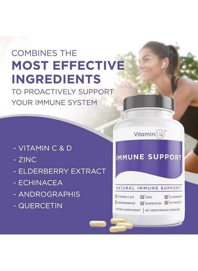 VitaminIQ - Pport Supplement With Vitamin C And Zinc Sambucus Elderberry Vitamin D3 Glutathione Echinacea Capsules Natural Immune Booster Herbal Supplements Vegan Glutenfree (60Ct) Vitaminiq - Image 1