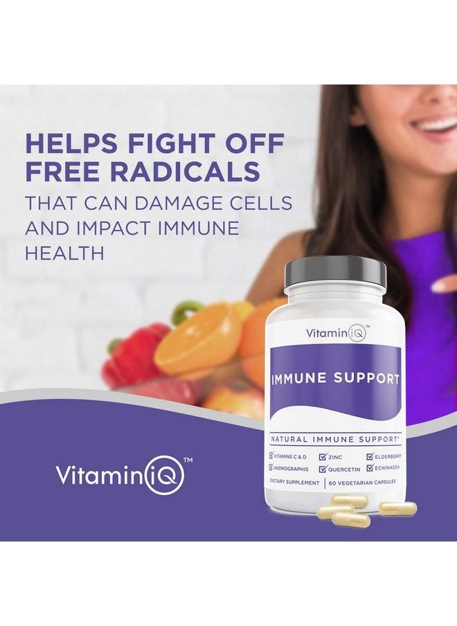 VitaminIQ - Pport Supplement With Vitamin C And Zinc Sambucus Elderberry Vitamin D3 Glutathione Echinacea Capsules Natural Immune Booster Herbal Supplements Vegan Glutenfree (60Ct) Vitaminiq - Image 1
