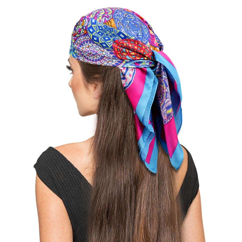 vimate Silk Headband - Satin Hair Scarves 27.5'' Square Neck Scarf Headband for Black Women Curly Hair (Style 31) - Image 2