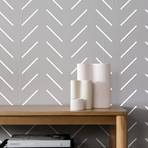 STENCILOGY® / Thames - 24" x 40" XL Wall Stencil, Herringbone Minimal, Large Allover Wall Stencils for Painting, Stencils for Walls, Scandinavian Stencil Pattern - Image 3