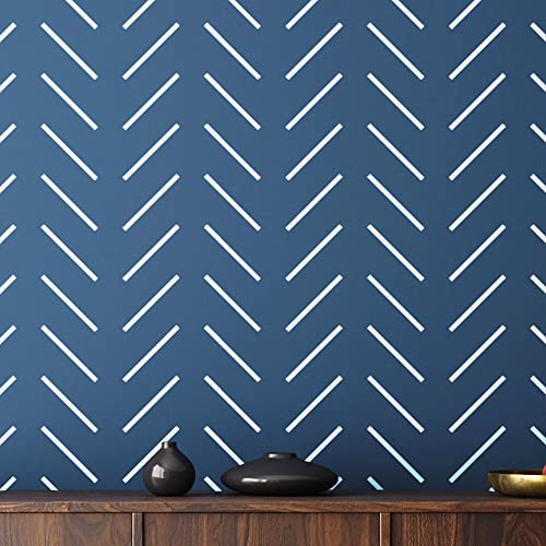 STENCILOGY® / Thames - 24" x 40" XL Wall Stencil, Herringbone Minimal, Large Allover Wall Stencils for Painting, Stencils for Walls, Scandinavian Stencil Pattern - Image 1