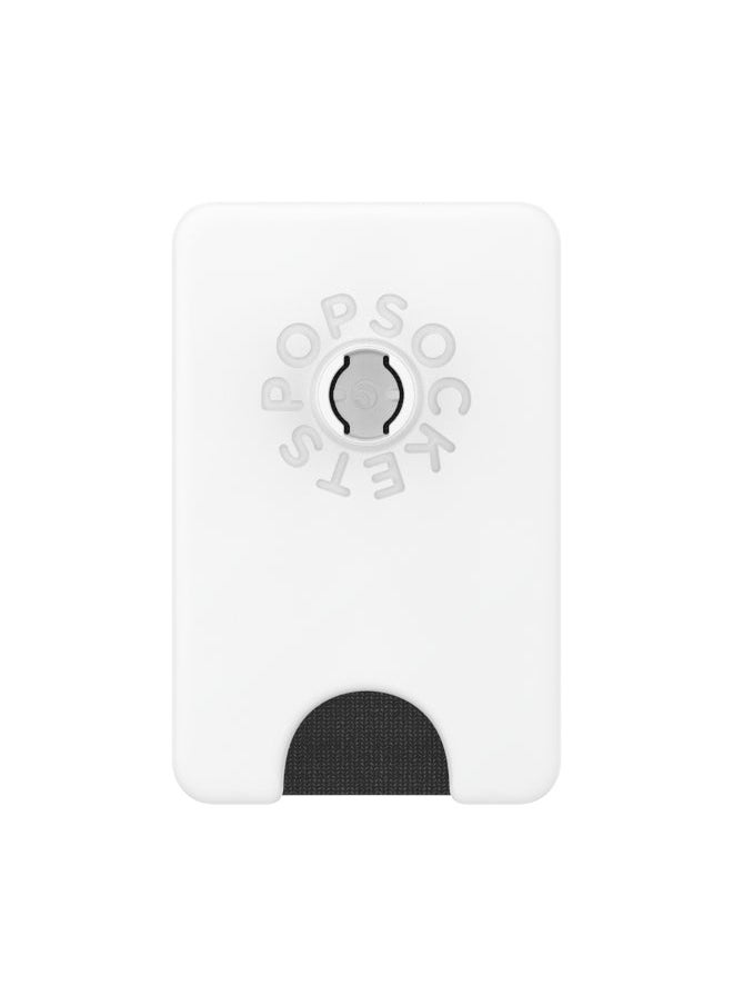 محفظة MagSafe PopWallet+ | حامل بطاقات + قبضة + حامل، يحمل 3 قطع من البطاقات، مغناطيس قوي، لهاتف iPhone 15/14/13/12 بما في ذلك حلقة محول للهواتف والحافظات غير المزودة بتقنية MagSafe - أبيض