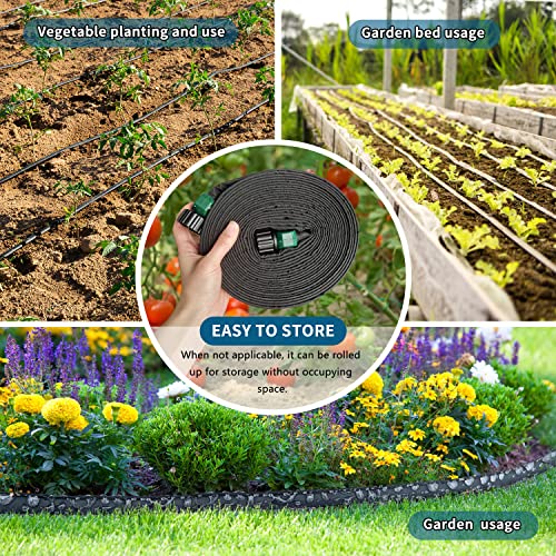 Suneed 4 Pack Flat Soaker Hose 25FT for Garden Beds, Lightweight Drip Soaker Hose 100 ft for Foundation Watering of Plants – Garden Sprinkler Soaker Hoses with Heavy Duty & Easy to Install (25ftx4) - Image 5
