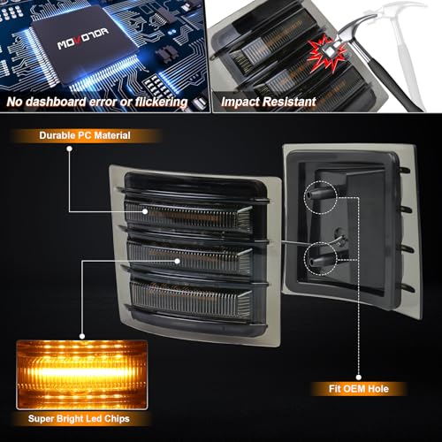 MOVOTOR LED Side Marker Lights with Amber Sequential Turn Signal Side Corner Lights Smoked Lens Compatible with 1994-1998 Chevy C/K 1500 2500 3500 Suburban Silverado Tahoe Yukon - Image 4