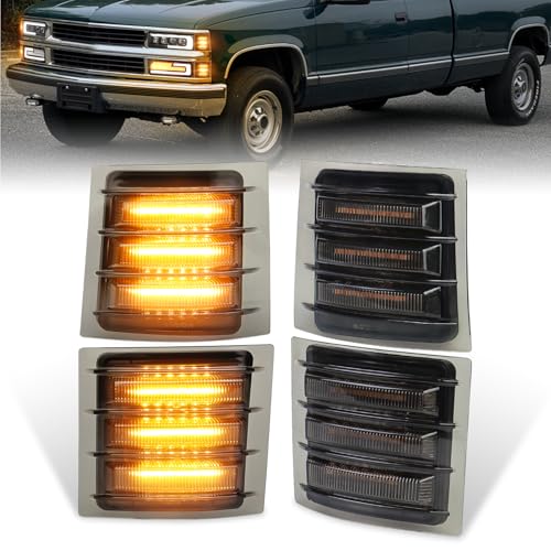MOVOTOR LED Side Marker Lights with Amber Sequential Turn Signal Side Corner Lights Smoked Lens Compatible with 1994-1998 Chevy C/K 1500 2500 3500 Suburban Silverado Tahoe Yukon - Image 1
