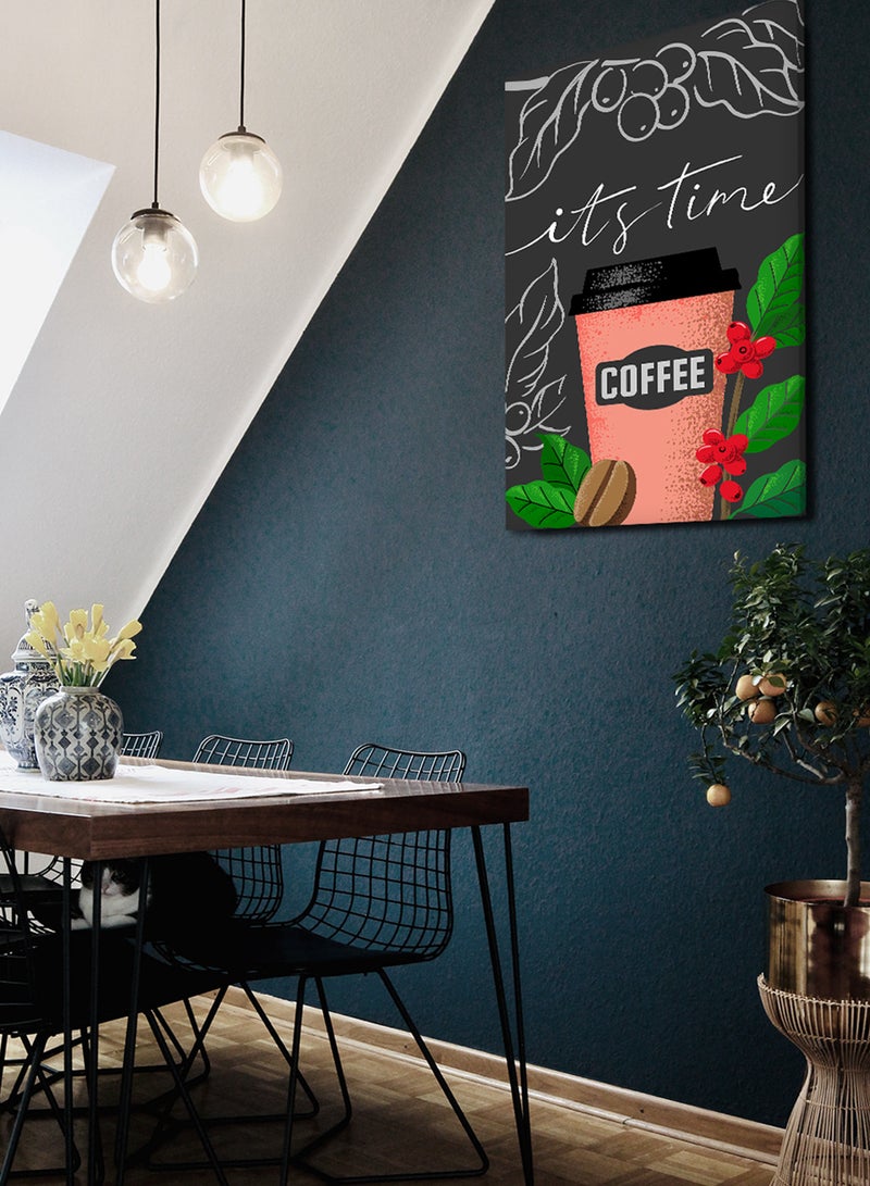 LOWHA Canvas Wall Art Stretched Over Wooden Frame with Paper Cup With Black Coffee Painting - Image 1
