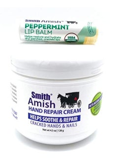 Smith Amish Hand Repair Cream 45 oz jar Plus Organic Peppermint Lip Balm 