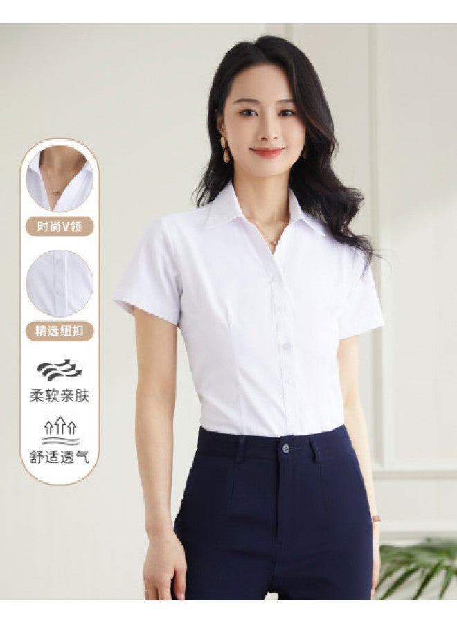 ROMON Women'S Short-Sleeve Shirt, Business Versatile Fashion Minimalist Short-Sleeve Blouse For Women - Image 1