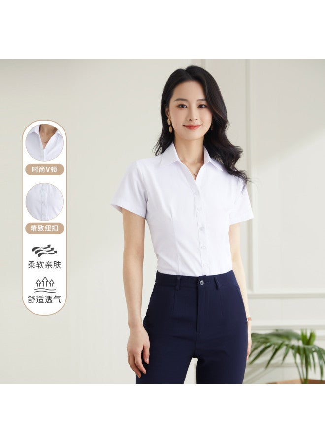 ROMON Women'S Short-Sleeve Shirt, Business Versatile Fashion Minimalist Short-Sleeve Blouse For Women - Image 2