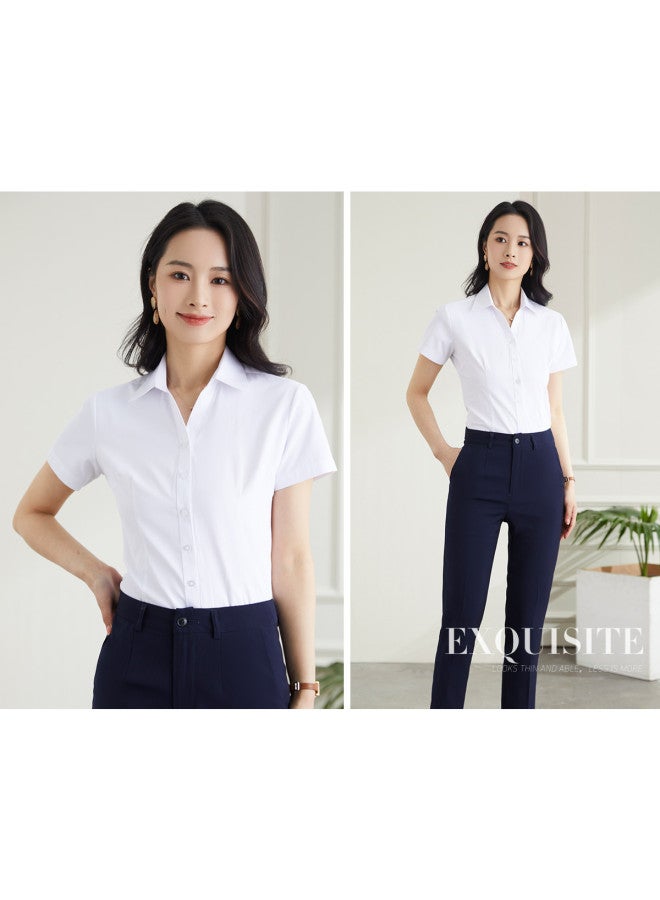 ROMON Women'S Short-Sleeve Shirt, Business Versatile Fashion Minimalist Short-Sleeve Blouse For Women - Image 5