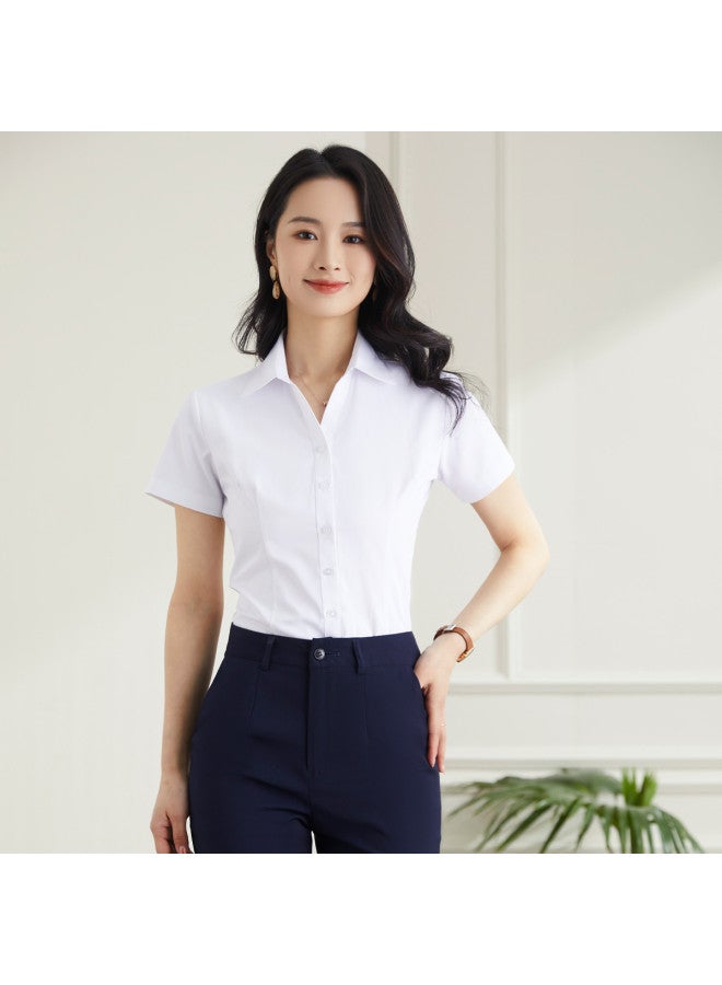 ROMON Women'S Short-Sleeve Shirt, Business Versatile Fashion Minimalist Short-Sleeve Blouse For Women - Image 4