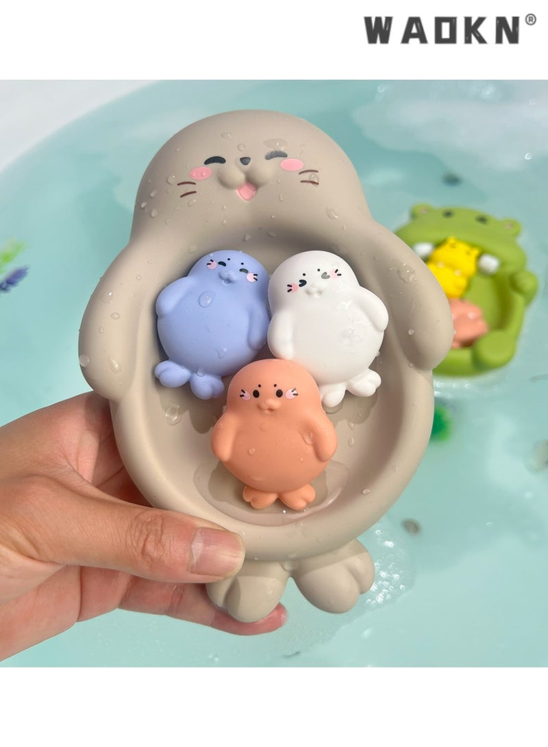 WAOKN Children's Bathing Floating Animals, Seal Shaped Water Toys, Ideal for Infants and Toddlers, Fun and Safe Bathtub Playset, Perfect for Encouraging Bath Time Enjoyment, Colorful,18M+  - Image 2