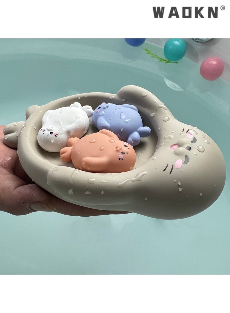 WAOKN Children's Bathing Floating Animals, Seal Shaped Water Toys, Ideal for Infants and Toddlers, Fun and Safe Bathtub Playset, Perfect for Encouraging Bath Time Enjoyment, Colorful,18M+  - Image 3