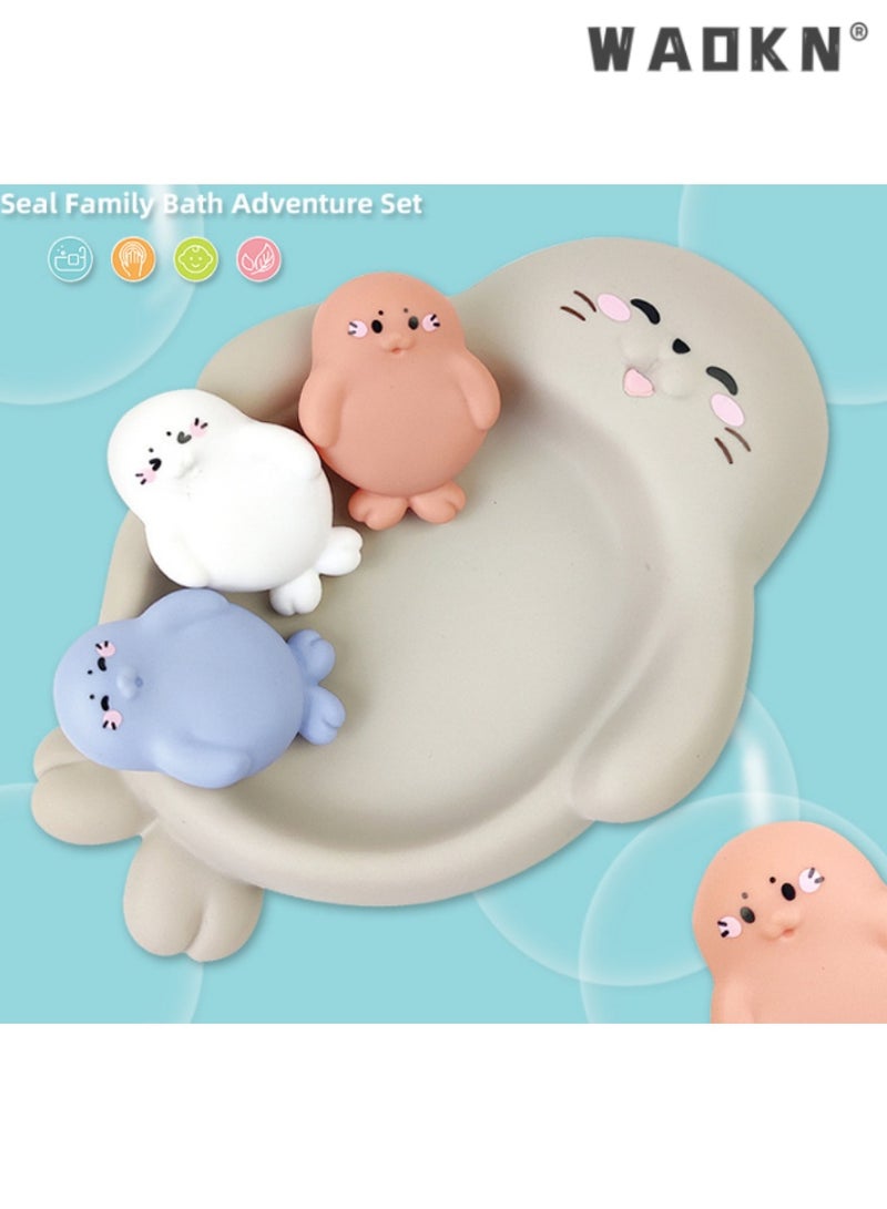 WAOKN Children's Bathing Floating Animals, Seal Shaped Water Toys, Ideal for Infants and Toddlers, Fun and Safe Bathtub Playset, Perfect for Encouraging Bath Time Enjoyment, Colorful,18M+  - Image 4