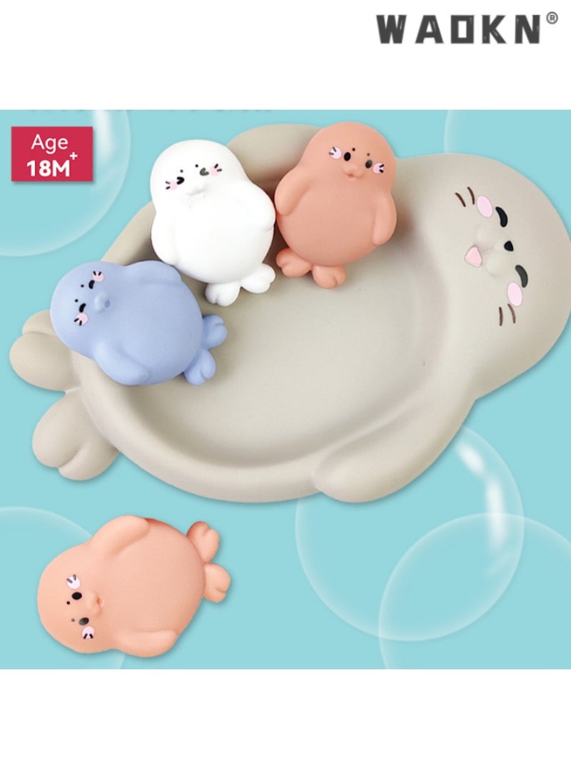 WAOKN Children's Bathing Floating Animals, Seal Shaped Water Toys, Ideal for Infants and Toddlers, Fun and Safe Bathtub Playset, Perfect for Encouraging Bath Time Enjoyment, Colorful,18M+  - Image 5